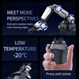 SEAMETAL Car Phone Mount on Cup Holder 6.5-9.5CM Adjustable Base Tablet/Phone Holder 360-Degree Flexible Rotation Phone Stand Promise Mart