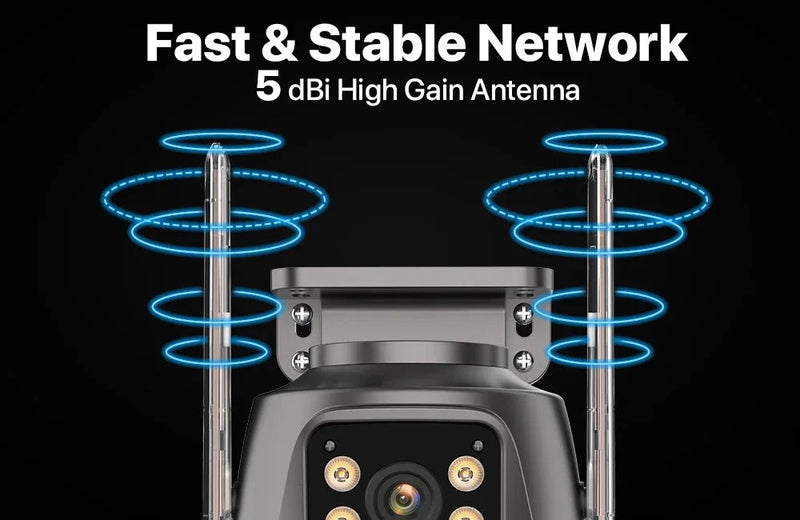 4K Outdoor Surveillance Camera Wifi 8MP Dual Lens Dual Screen 360 PTZ Webcam Motion Detection Auto Tracking IP Camera CCTV Icsee Promise Mart