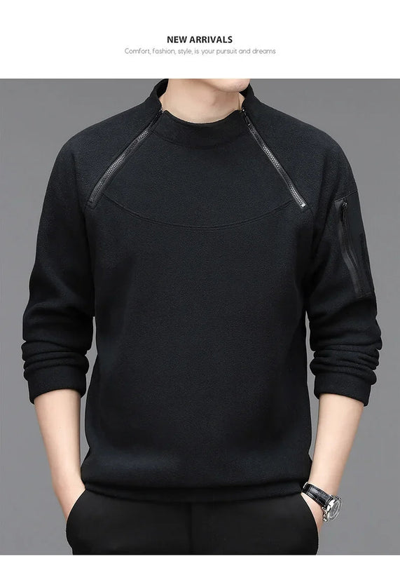 Men's Sweatshirs Spring Fall Long-sleeved T-shirt Top Loose Trend Round Neck Bottoming Shirt Lightweight Casual Sports Promise Mart