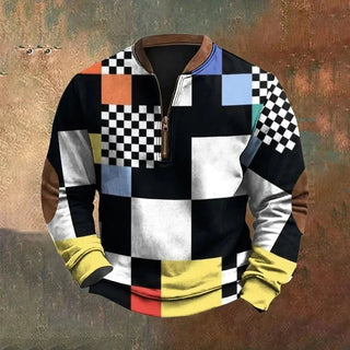 Men's Sweatshirt Vintage Faith Without God I Am Nothing Printed Zip Collar Pullover 2025 Fashion New Autumn Tops Y2k Harajuku Promise Mart