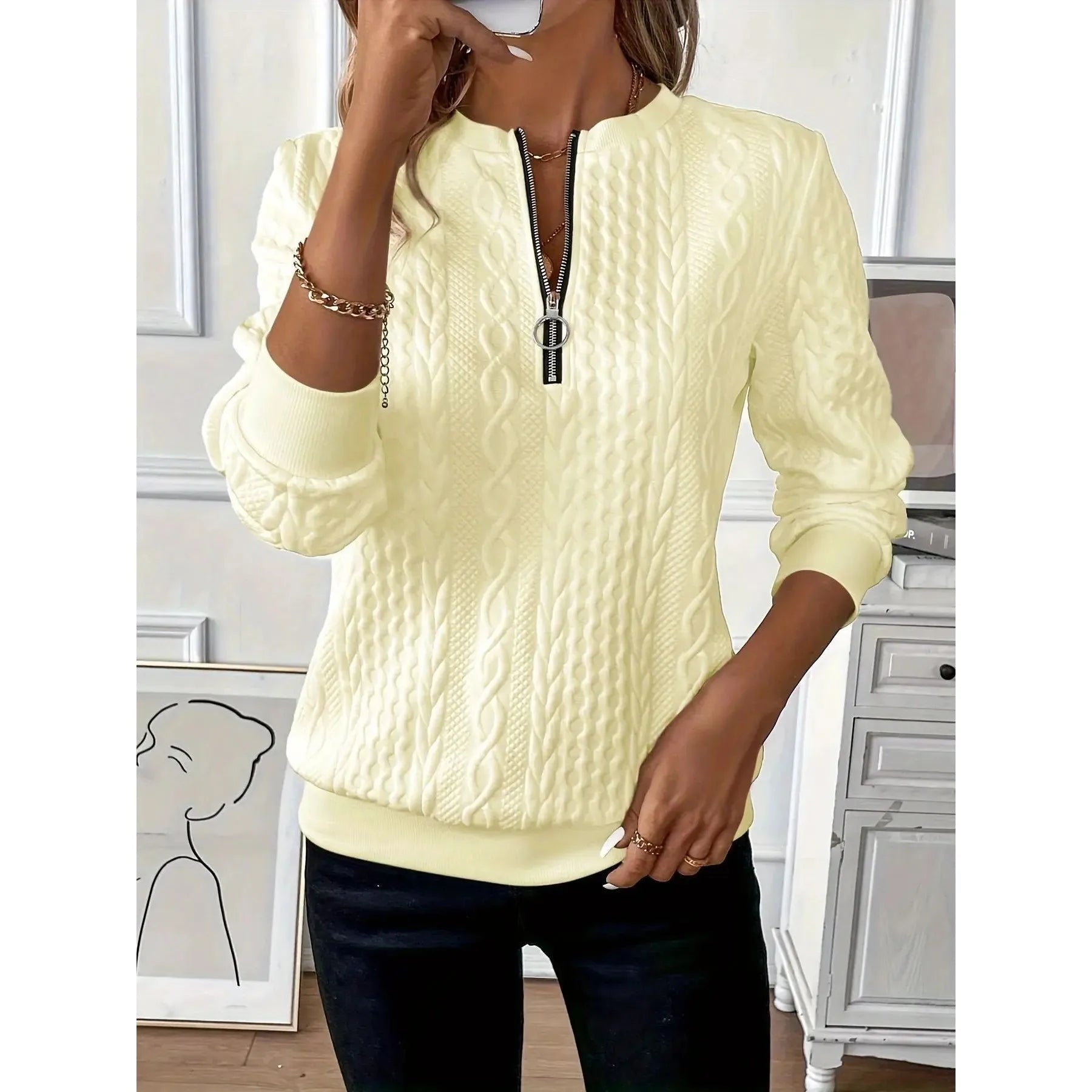 Women's Faion V-Ne Long Sve Sweatirt Autumn Winter Casual Comfortable Polyester round Ne Pullover Sweatirt