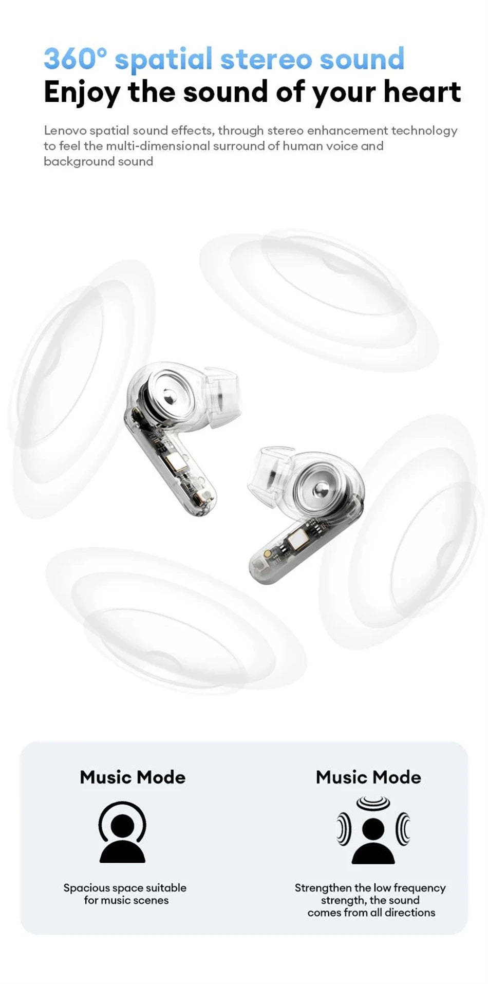 2026 Lenovo Original LE209 Wireless Earphones TWS Bluetooth 6.0 In Ear Earbuds Long Battery Life Earphones Mic Stereo ENC Noise