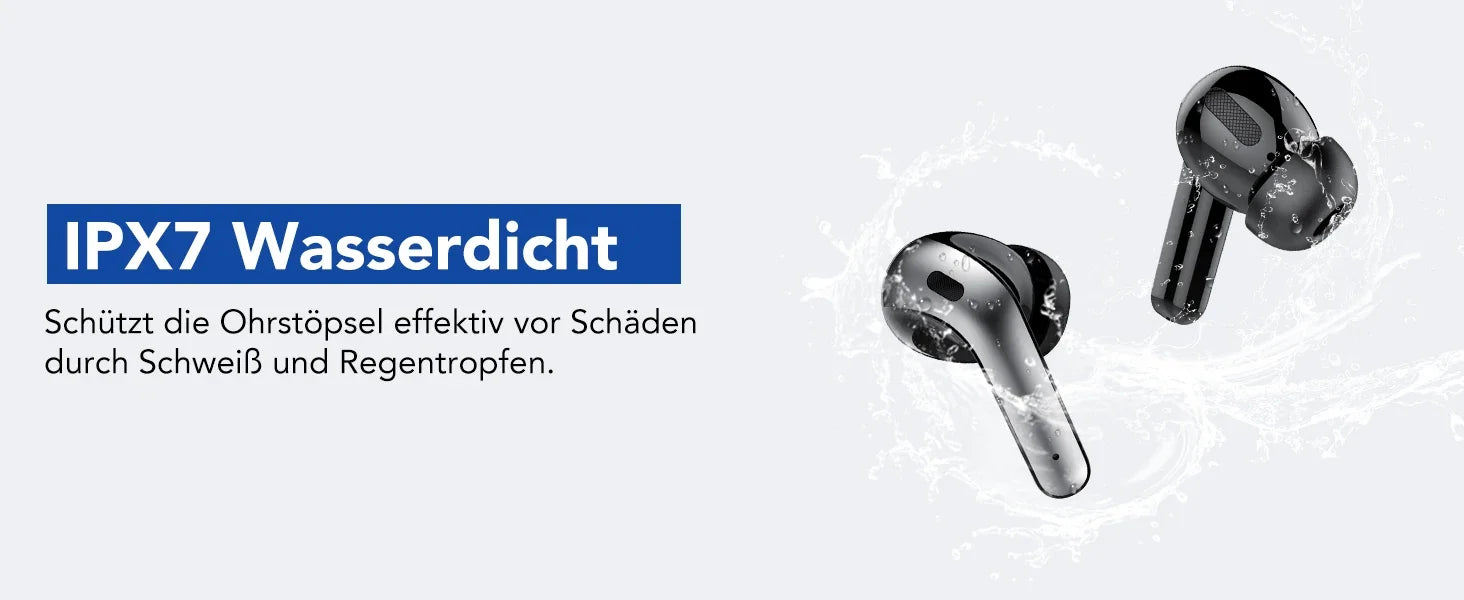 Wireless Earphones with Bluetooth 5.3, Quad-Mic Call Noise Reduction ENC, 50H Playtimes Wireless Earbuds Bluetooth Headphones