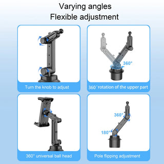 Car Tablet Stand Cup Slot 360 Adjustable Smartphone Holder 270 Tilt Bar Triangular Base Ram Mount SUV Tools for Ipad Pro 11 Air Promise Mart