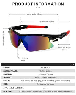 Men's Cycling Sunglasses – UV400 Protection for MTB, Road Bike & Outdoor Sports