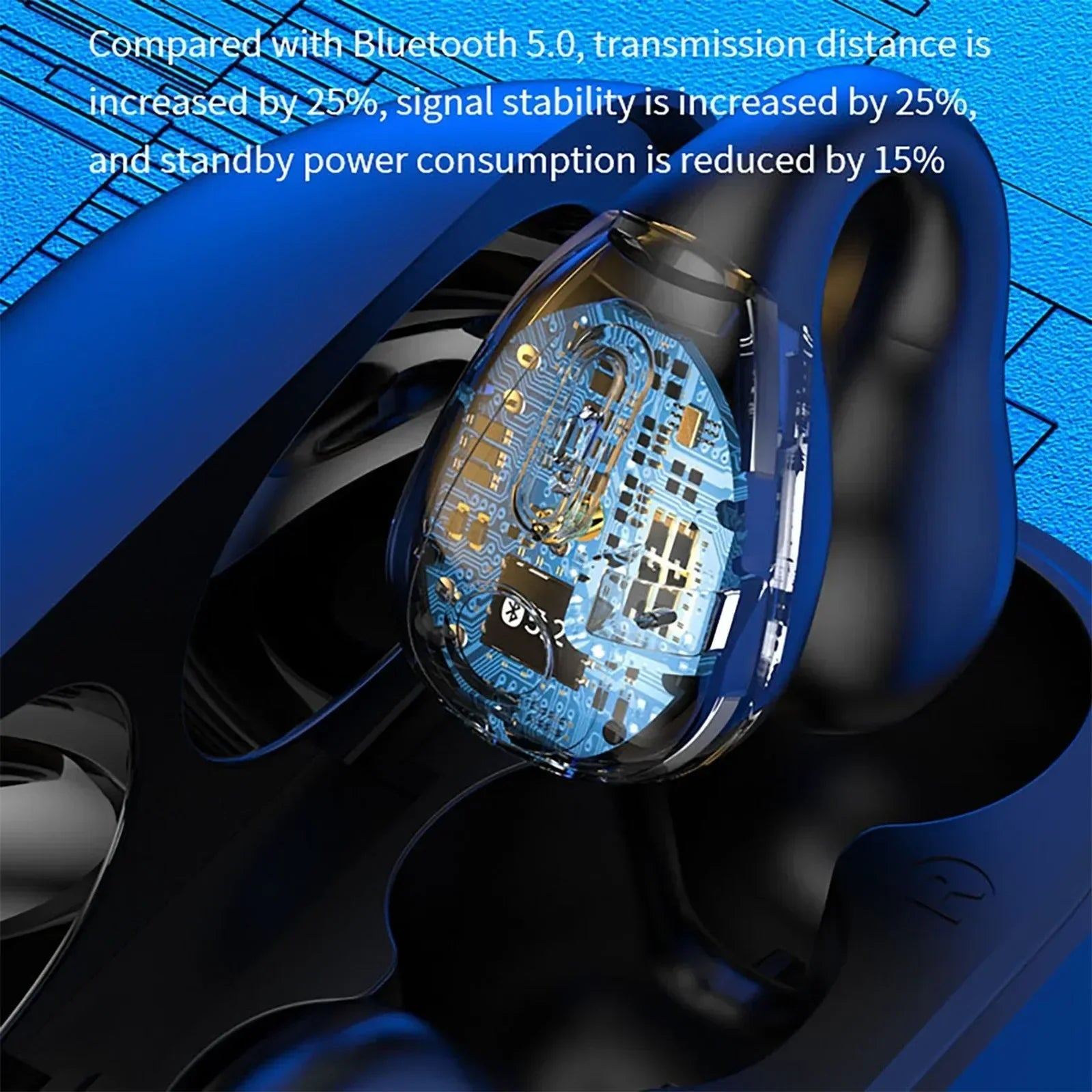 NEW TWS Q80 Wireless Headphones Bluetooth 5.3 Bone Conduction Earphones Earclip Design Touch Control Led Earbuds Sports Headsets