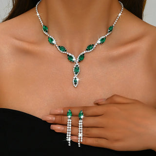 Purple Crystal Bridal Jewelry Set | Necklace & Earrings for Wedding & Party