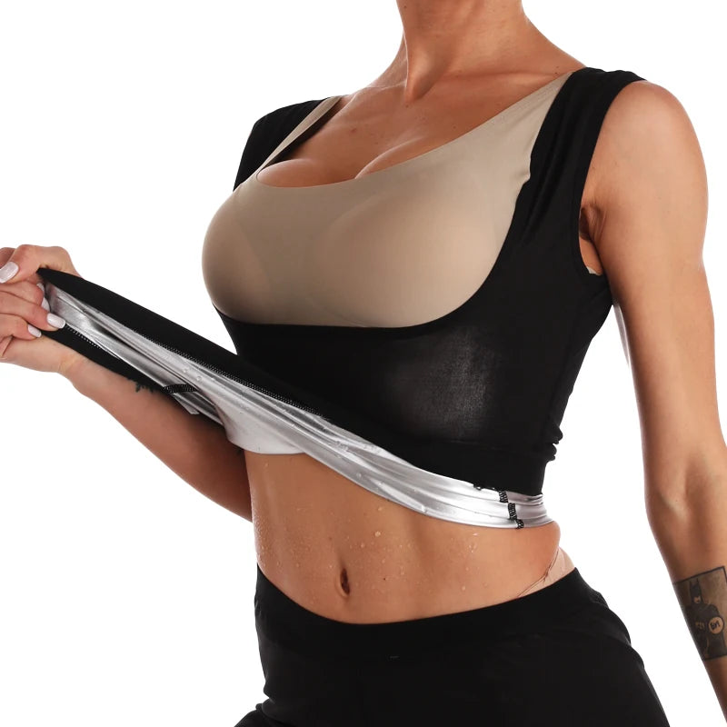 Vensslim Sweat Sauna Vest for Women Body Shaper Waist Trainer Weight Loss Fat Burner Shirt Slimming Compression Workout Tank Top