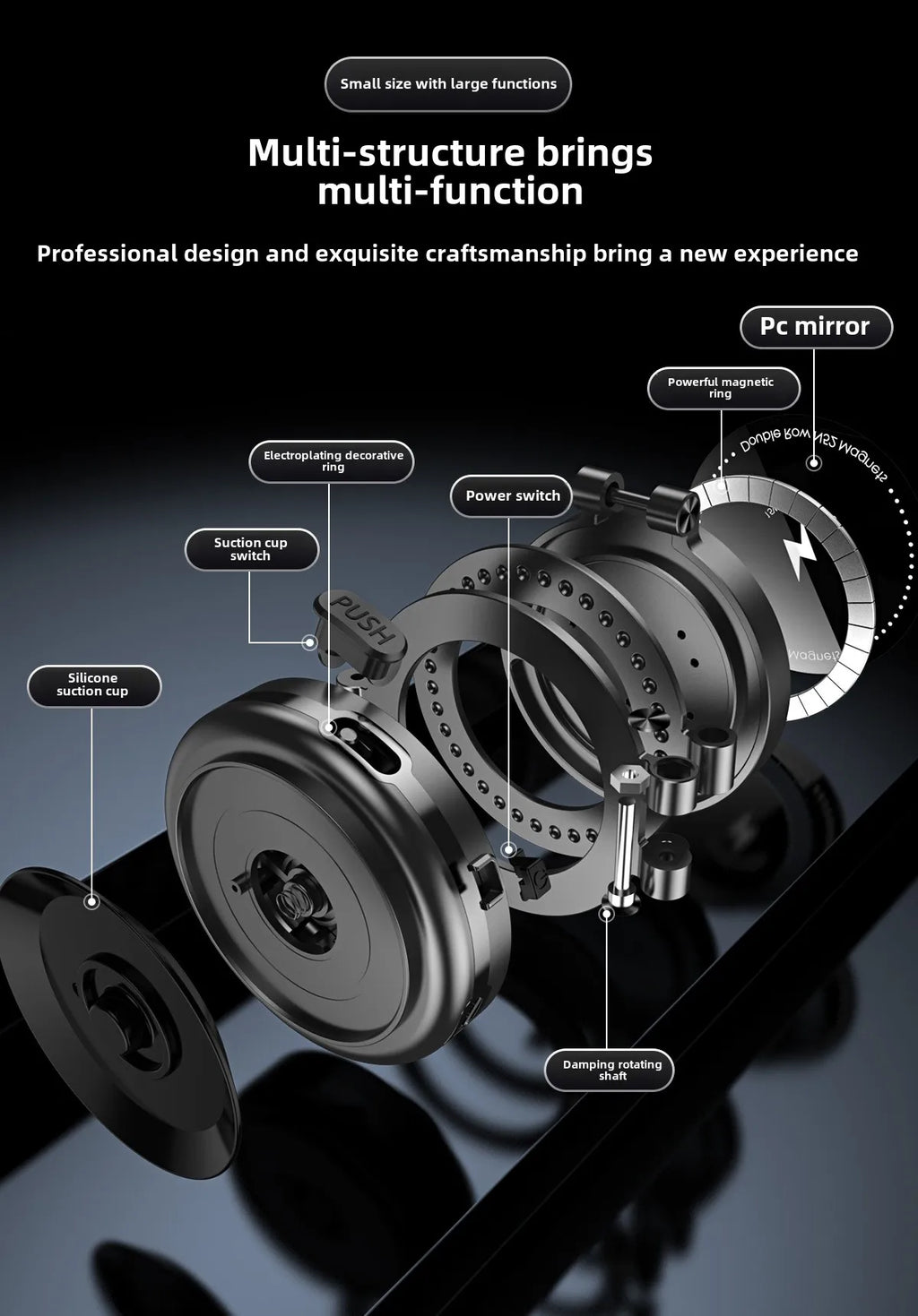 15W Wireless Charger  Double Sides Phone Holder Magnetic Vacuum Adsorption Bracket Foldable GPS Stand Electric Sucker Cup Suppor