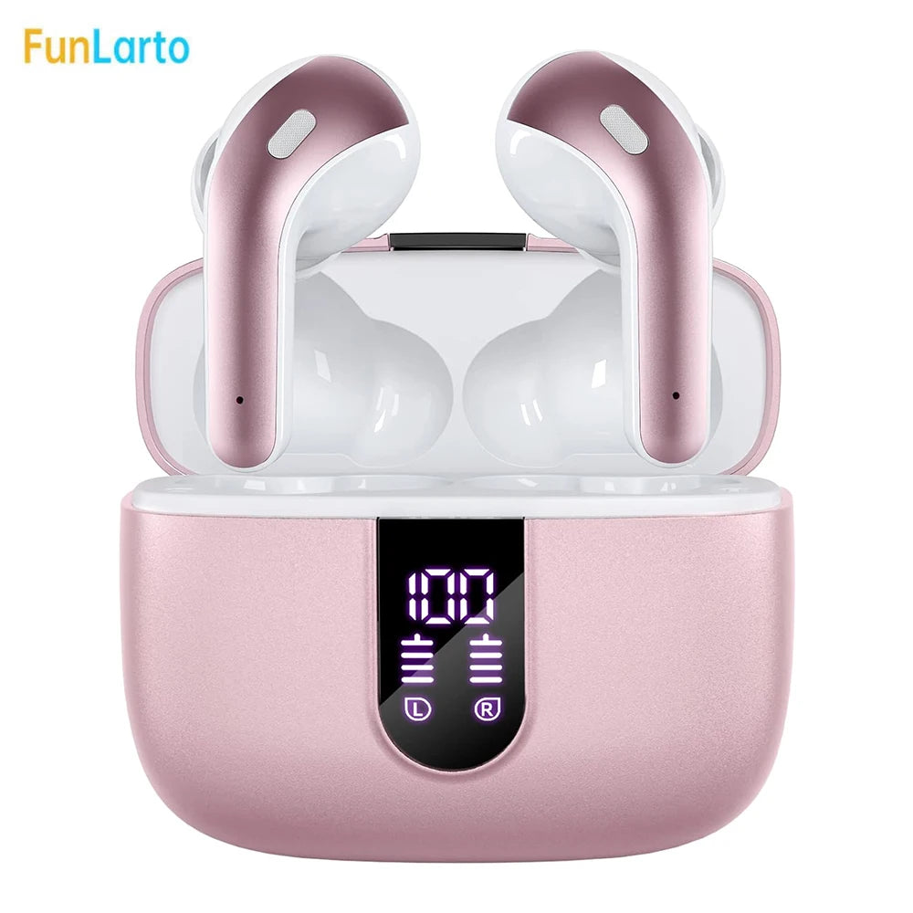 Wireless Earphones with Bluetooth 5.3, Quad-Mic Call Noise Reduction ENC, 50H Playtimes Wireless Earbuds Bluetooth Headphones