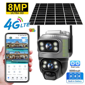 V380 Dual Lens 4G Camera Solar PIR Human Detection Night Vision Waterproof Security Video IP Camara 8MP 4K Battery CCTV Monitor Promise Mart