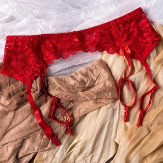 Women Socks Clips Lace Transparent Suspender Belt Adjustable Buckles Low Rise Garter Belt Pole Dance Elastic Underwear Clubwear