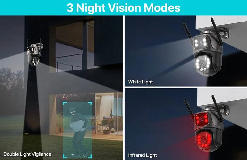 Wireless WiFi Monitor Full-Color Night Vision Waterproof Dome Camera HD 6MP Binocular Camera Promise Mart