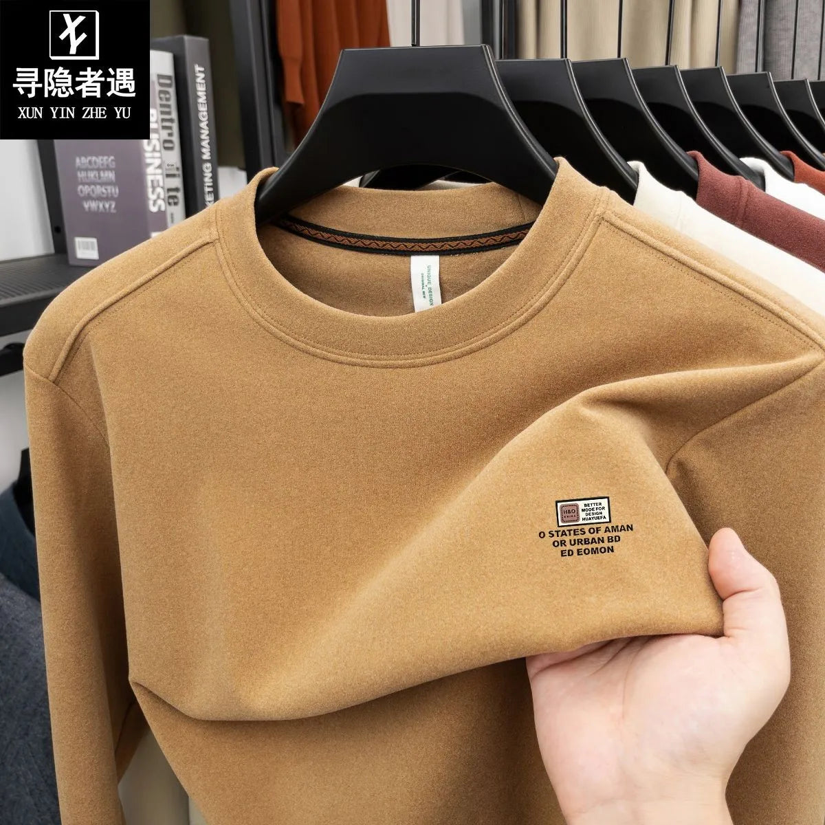 Men's Double-Sided Camere Long Sve T-irt Thiened Casual Warm Base irt Ci Walk All-Season Soft Comfortable Top