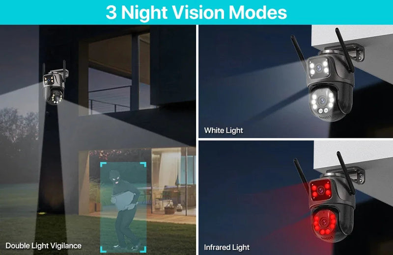 4K Outdoor Surveillance Camera Wifi 8MP Dual Lens Dual Screen 360 PTZ Webcam Motion Detection Auto Tracking IP Camera CCTV Icsee Promise Mart