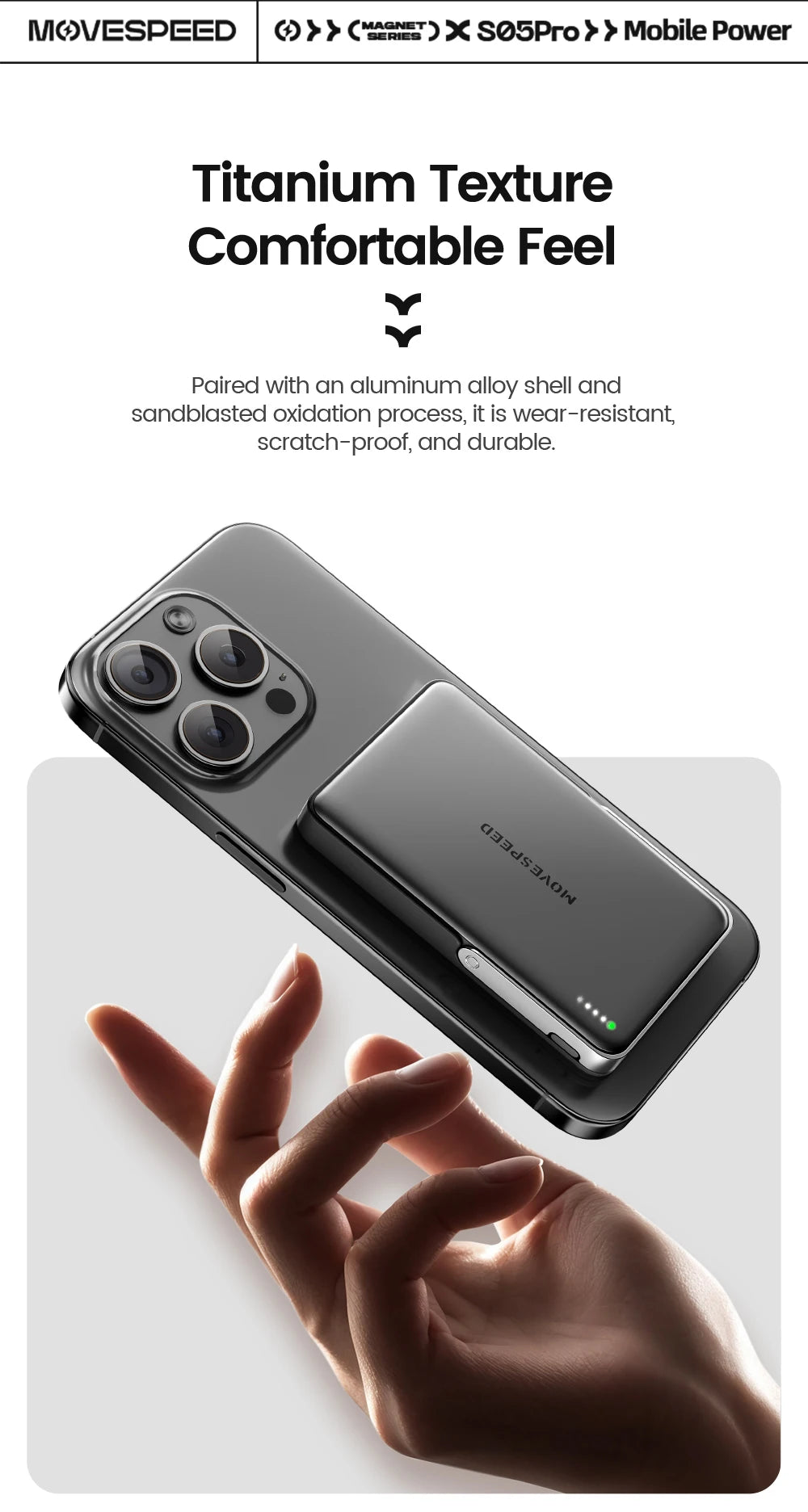MOVESPEED S10Pro Magnetic Power Bank 10000mAh Wireless Portable External Battery with Stand for MagSafe PowerBank for iPhone 16