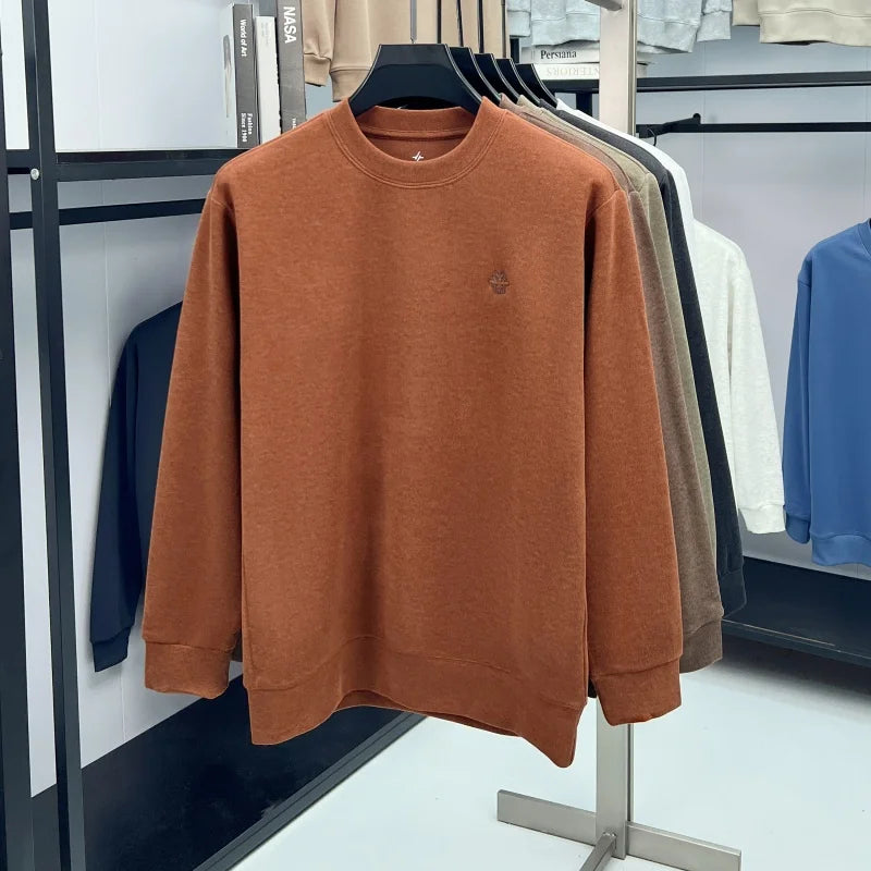 Hot Sale Men Long Sleeve T Shirt Crew Neck Solid Color Soft Breathable Spring Autumn Casual Fashion Basic Pullover Top Menswear