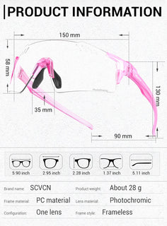 SCVCN Photochromic bike Cycling glasses UV400 Bicycle riding Eyewear Sports MTB Outdoor Sports Golf Camping Driving Eyepieces