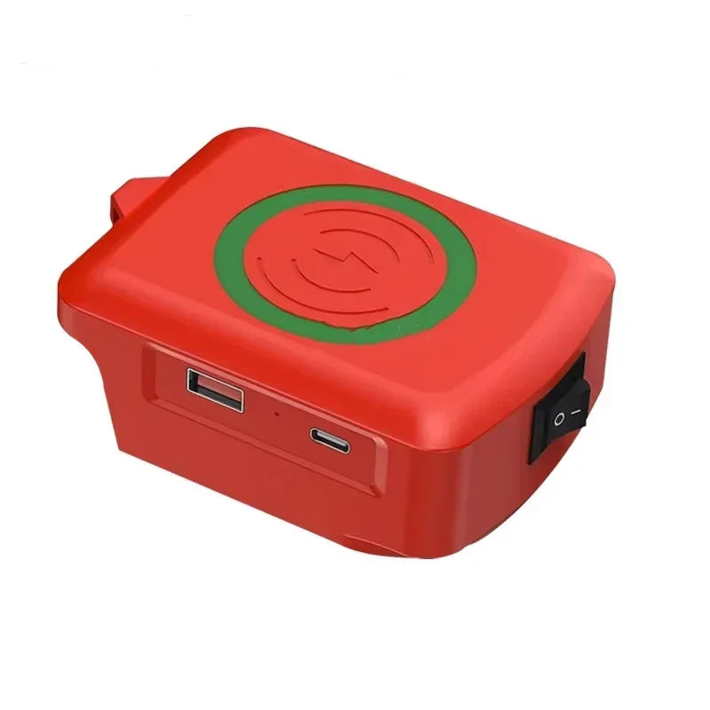 Wireless Phone Charger for Milwaukee 18V Battery,Battery Adapter with USB and Type-C Output, for Camping Travel,Outdoor Working