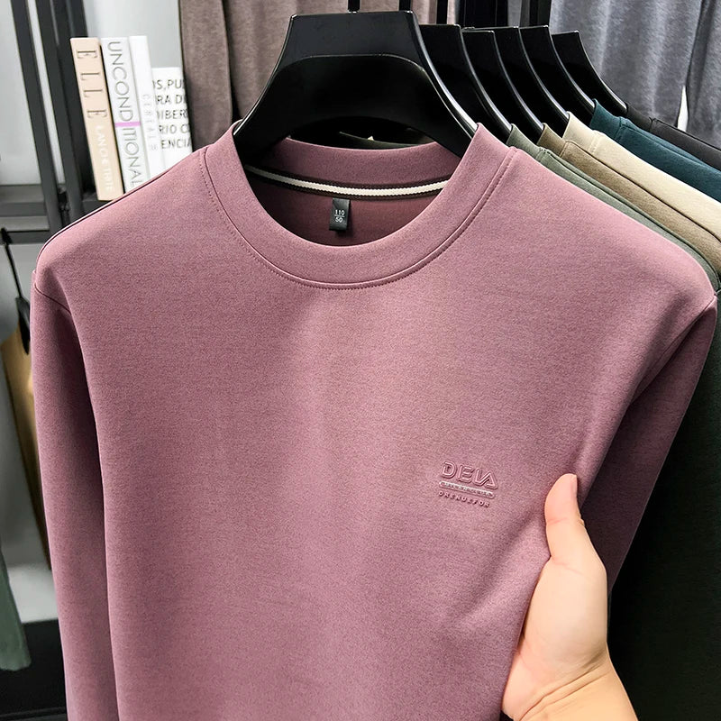 Sweatshirt Men 2025 New Style Spring and Autumn Men's Long Sleeved T-shirt Pure Cotton Round Neck Top T-shirt Base Shirt Trendy