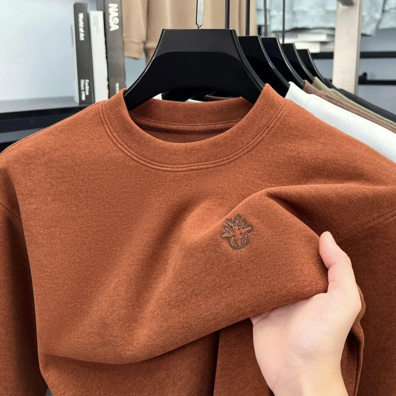 Hot Sale Men Long Sleeve T Shirt Crew Neck Solid Color Soft Breathable Spring Autumn Casual Fashion Basic Pullover Top Menswear