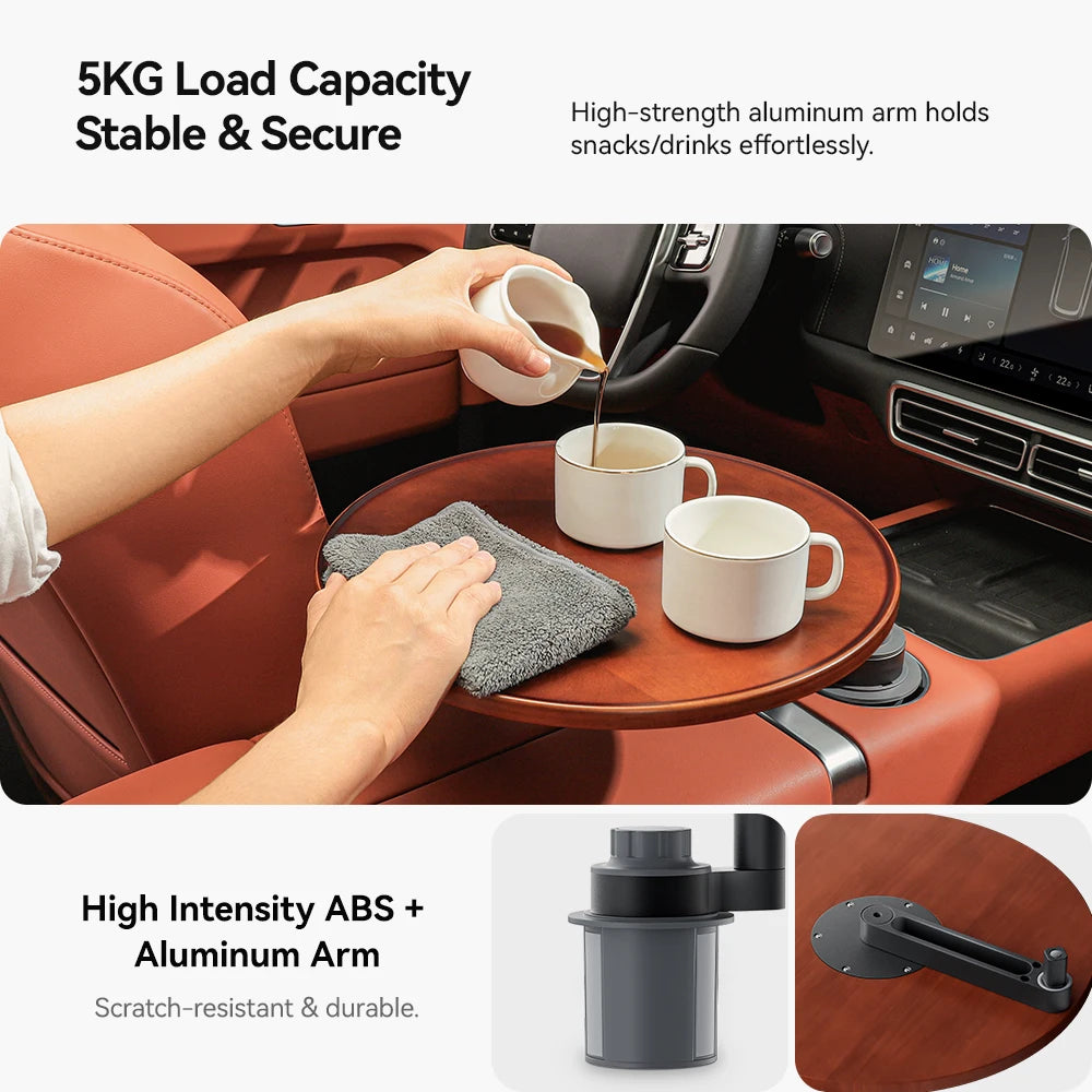 YZ Expander Multi-Function Wooden Car Cup Holder Drink Holder with Food Table 360-Degree Adjustable Base Tray Car Accessorie