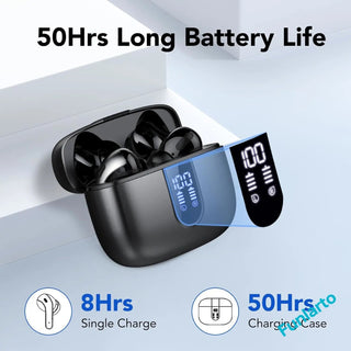 Wireless Earphones with Bluetooth 5.3, Quad-Mic Call Noise Reduction ENC, 50H Playtimes Wireless Earbuds Bluetooth Headphones Promise Mart