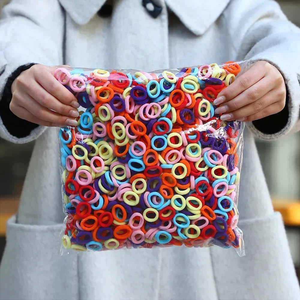 50Pcs/bag Colorful Basic Nylon Ealstic Hair Ties for Girls Ponytail Hold Scrunchie Rubber Band Kid Fashion Hair Accessories