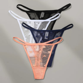 Women's Sexy Sheer Lace Thong Panties | Transparent Low-Rise G-String Underwear