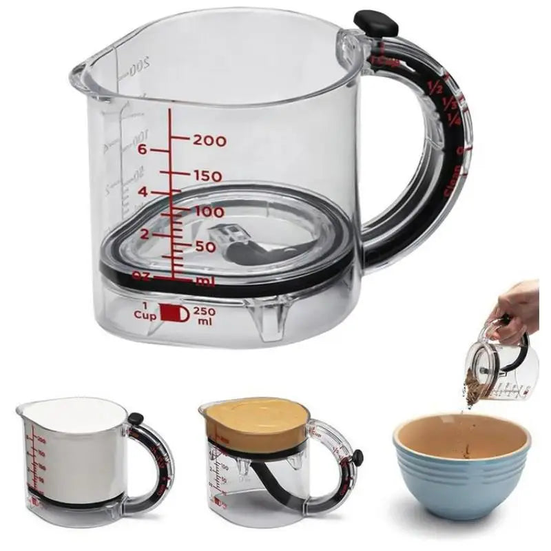 All-in-One Cooking Measuring Cup with Adjustable Base and Scraper; Essential for Every Kitchen