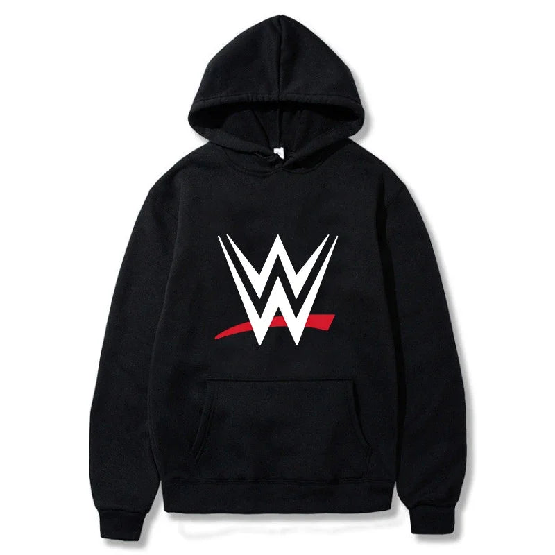 New loose hooded sweatshirt with WWE logo print, men's and women's fashionable sweaters, casual hooded sweatshirt, men's long sl