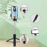 Portable Bluetooth Selfie Stick Tripod Holder with Remote Shutter Fill Light Extendable Wireless Remote Retractable Phone Stand Promise Mart