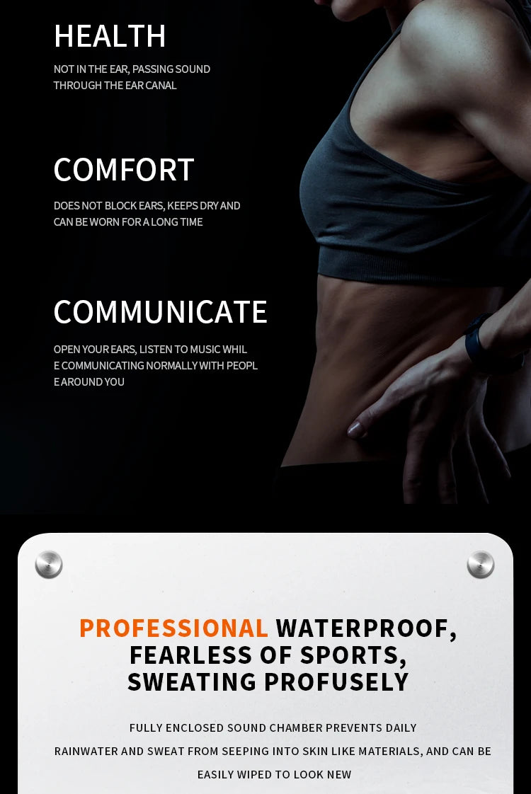 2025 True Bone Conduction Earphones Bluetooth 5.3 Sports Wireless Headphones Ear Hook Waterproof Headset for Running Driving