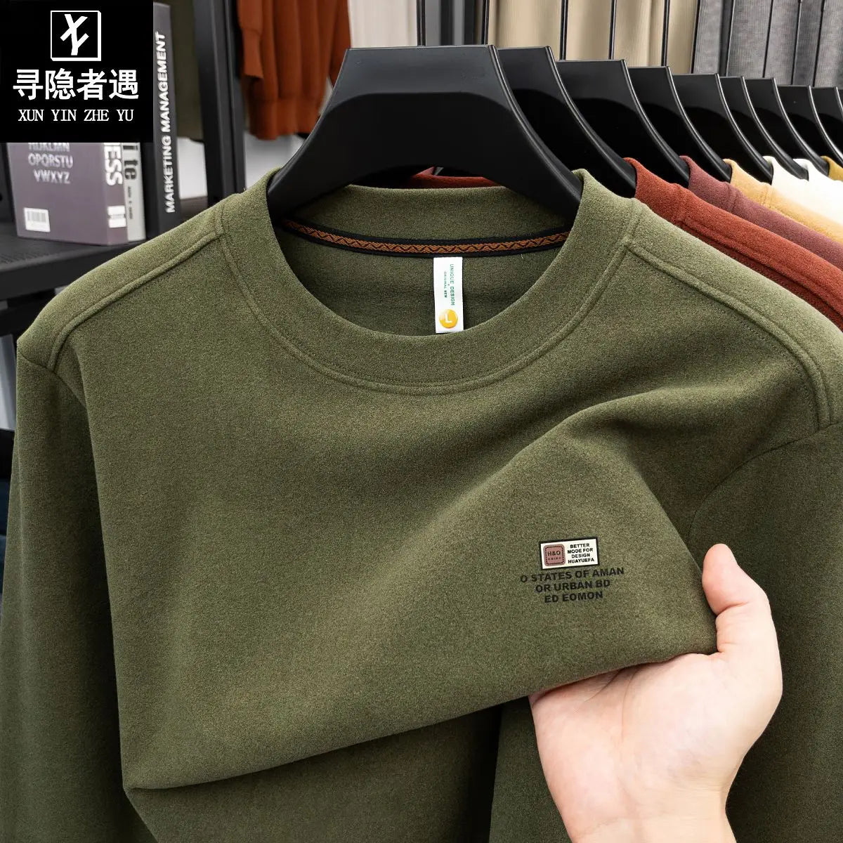 Men's Double-Sided Camere Long Sve T-irt Thiened Casual Warm Base irt Ci Walk All-Season Soft Comfortable Top