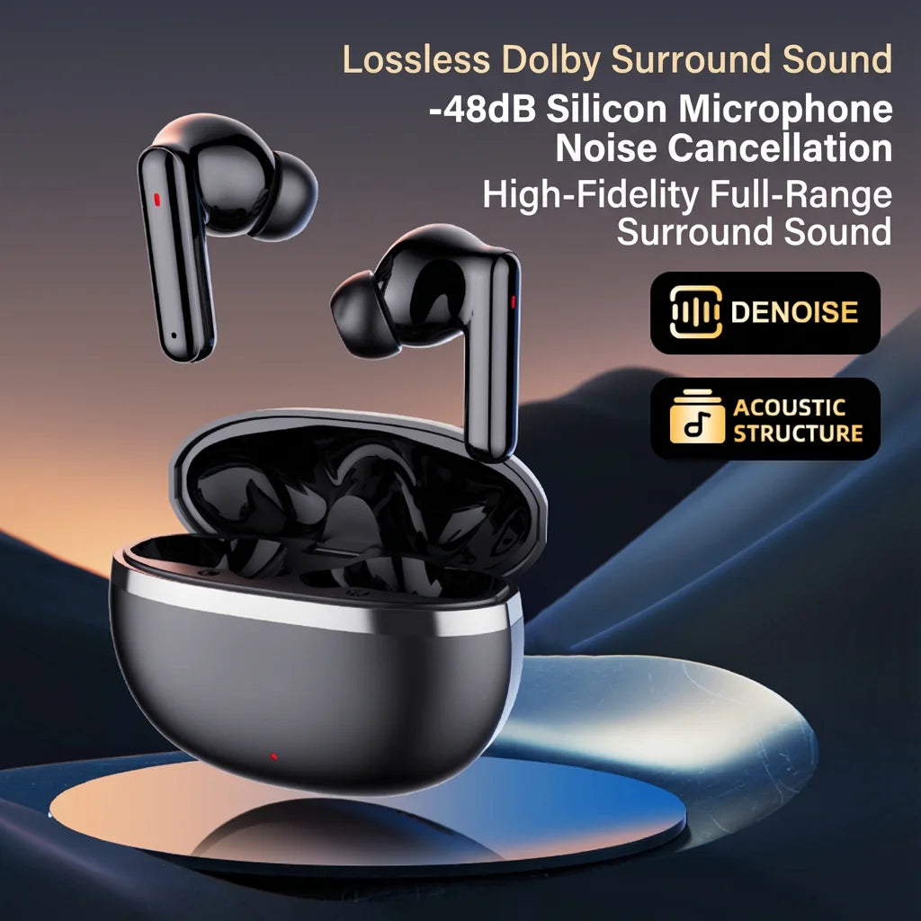 2026 NEW in Ear Bluetooth Earphones with Dual Microphones, Stereo Noise Reduction, Bass HIFI Touch Music Game Earphones