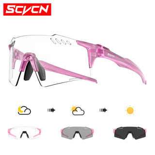 SCVCN Photochromic bike Cycling glasses UV400 Bicycle riding Eyewear Sports MTB Outdoor Sports Golf Camping Driving Eyepieces