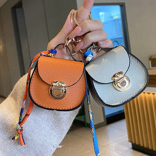 Keychain Small Coin Purse Premium Leather Multifunction Mini Storage Pouch Earphone Bag Women's Bag Pendant Key Case for Women