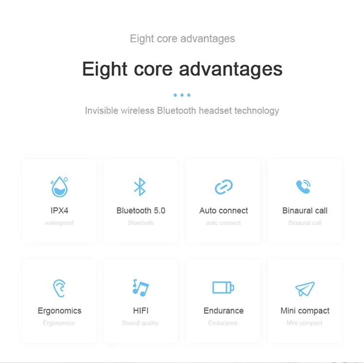 Mini TWS A6S Bluetooth Earbuds Wireless In-Ear Headphones Touch Control Portable Charging For Phone Android