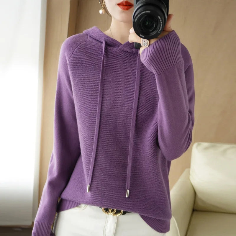 Hooded Sweatshirt for Women Spring Autumn New Hoodie Bottoming Shirt with Knitted Sweater Casual Hooded Pullovers