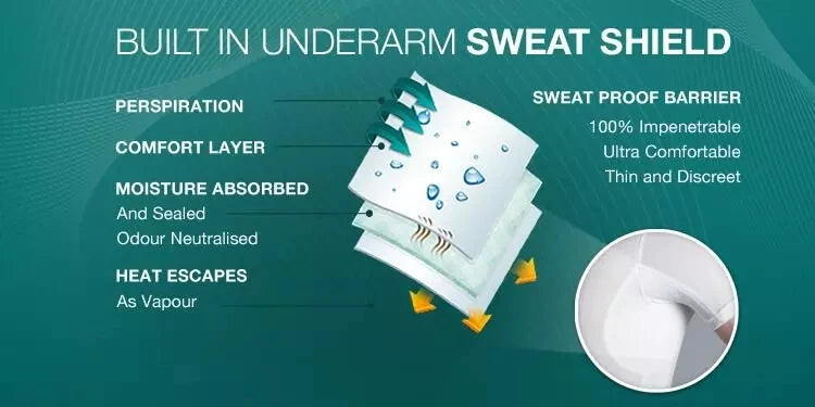 Sweat Proof Padding Anti Perspiration T Shirts Sports Gym Round Neck White Anti-Sweat Sweatproof Undershirts Crop Top