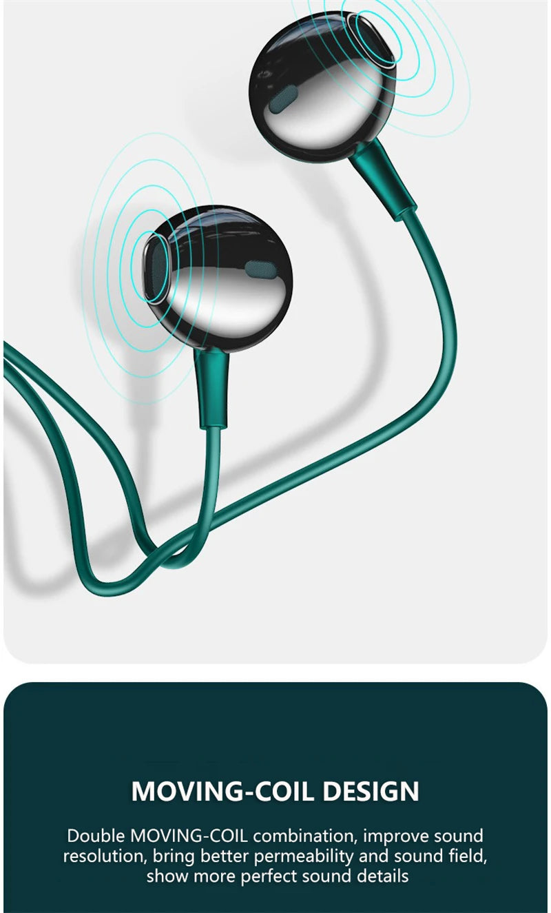 Type-C In-Ear Wired Karaoke Headphones 3.5mm Stereo Music Earbud Handfree Headset Earphones with Mic