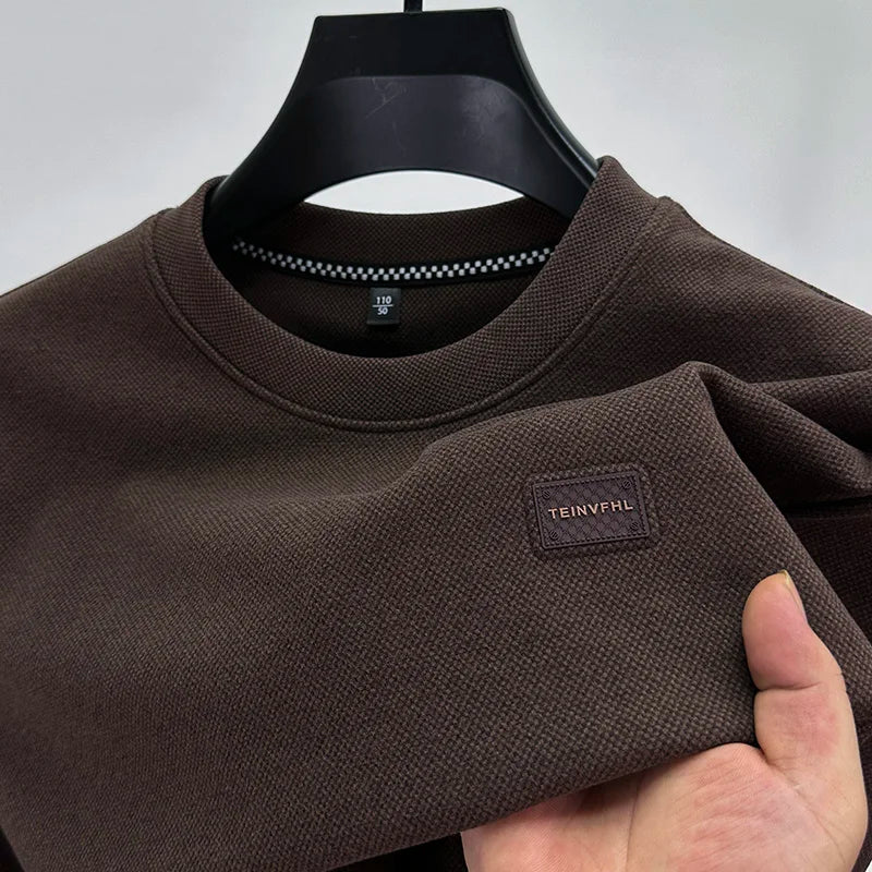 Men's round Ne Brued Long Sve T-irt Loose Faion  Color Sweatirt Inner Wear Top Brand Casual Urban Sle