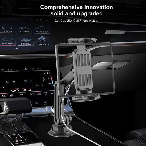 Car Tablet Stand Cup Slot 360 Adjustable Smartphone Holder 270 Tilt Bar Triangular Base Ram Mount SUV Tools for Ipad Pro 11 Air