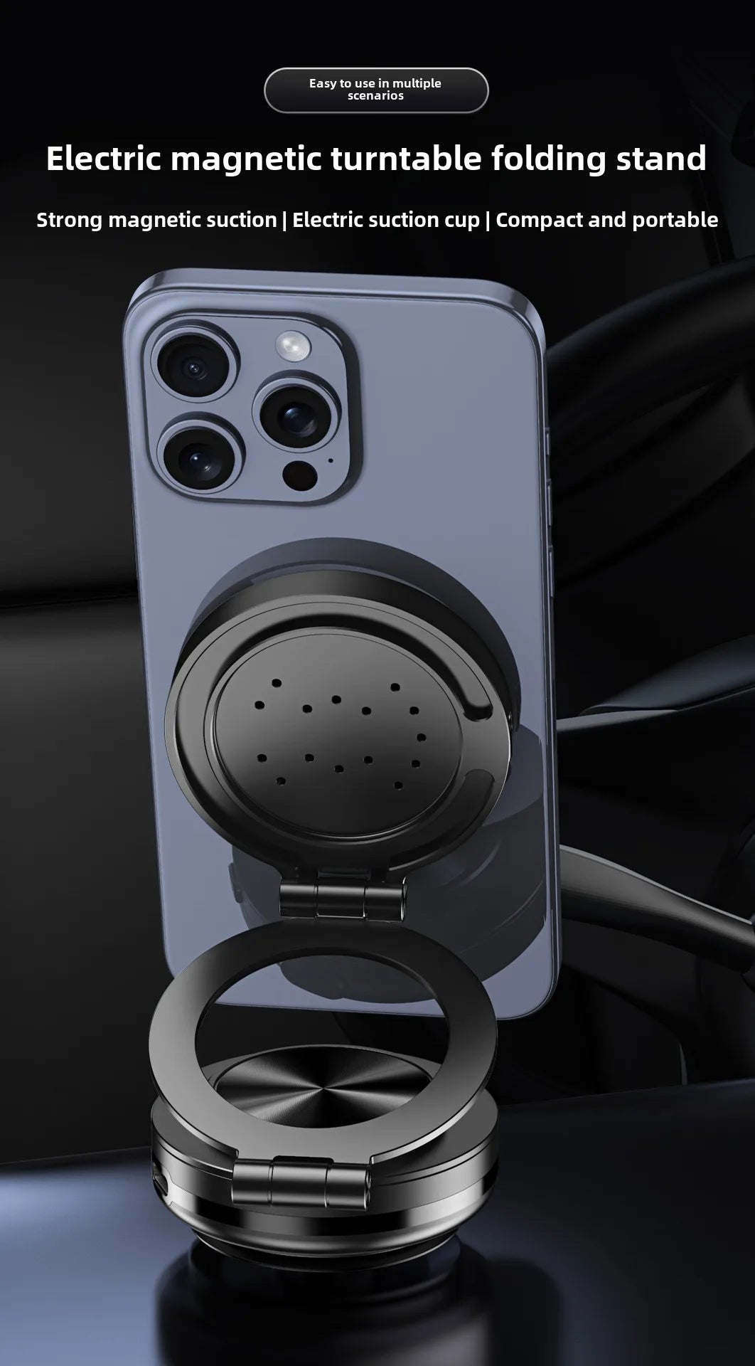 15W Wireless Charger  Double Sides Phone Holder Magnetic Vacuum Adsorption Bracket Foldable GPS Stand Electric Sucker Cup Suppor