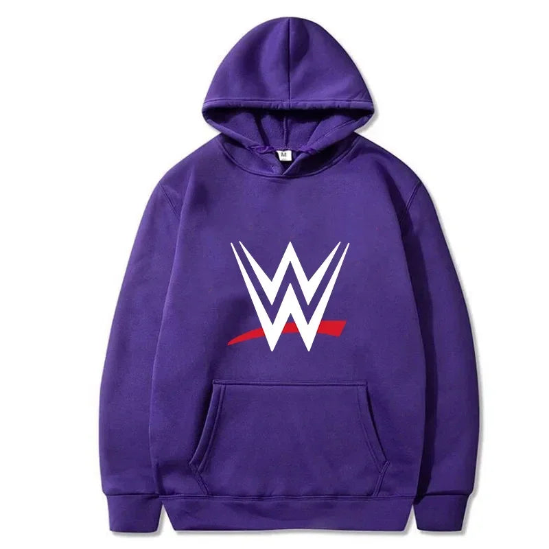 New loose hooded sweatshirt with WWE logo print, men's and women's fashionable sweaters, casual hooded sweatshirt, men's long sl