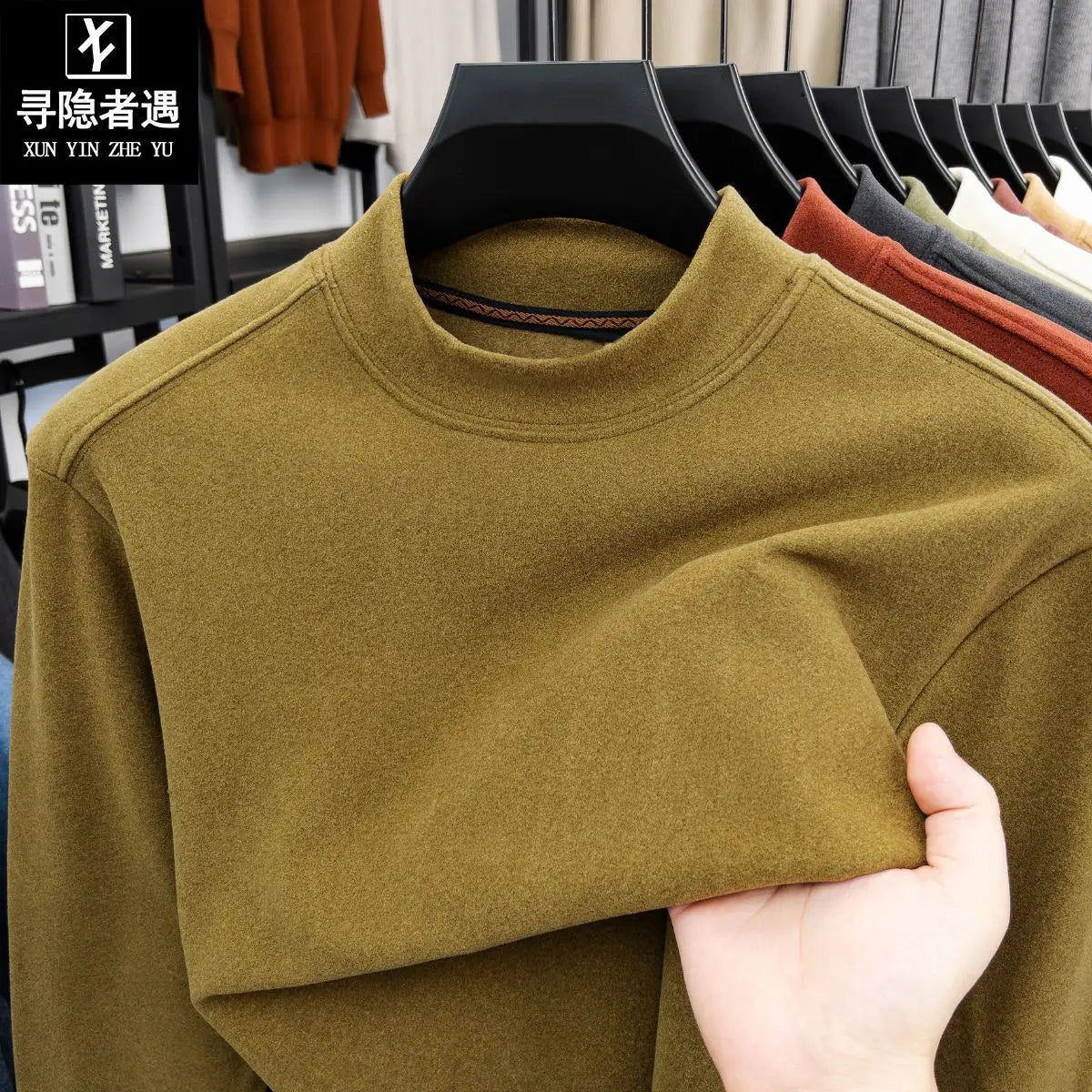 Men's Double-Sided Camere Long Sve T-irt Thiened Casual Warm Base irt Ci Walk All-Season Soft Comfortable Top