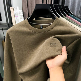 Sweatshirt Men 2025 New Style Spring and Autumn Men's Long Sleeved T-shirt Pure Cotton Round Neck Top T-shirt Base Shirt Trendy Promise Mart