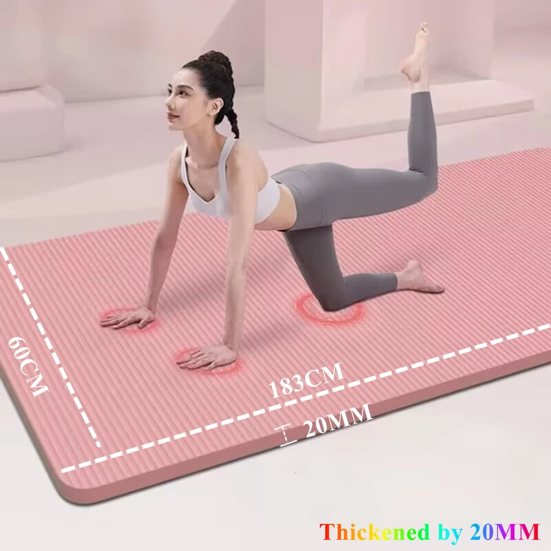183×60cm Thick Yoga Mat Anti-skid Sports Fitness Mat 20MM Comfort Foam Yoga Matt for Exercise Yoga and Pilates Gymnastics Mat
