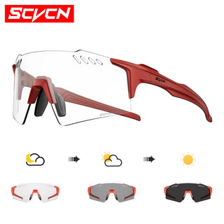SCVCN Photochromic bike Cycling glasses UV400 Bicycle riding Eyewear Sports MTB Outdoor Sports Golf Camping Driving Eyepieces