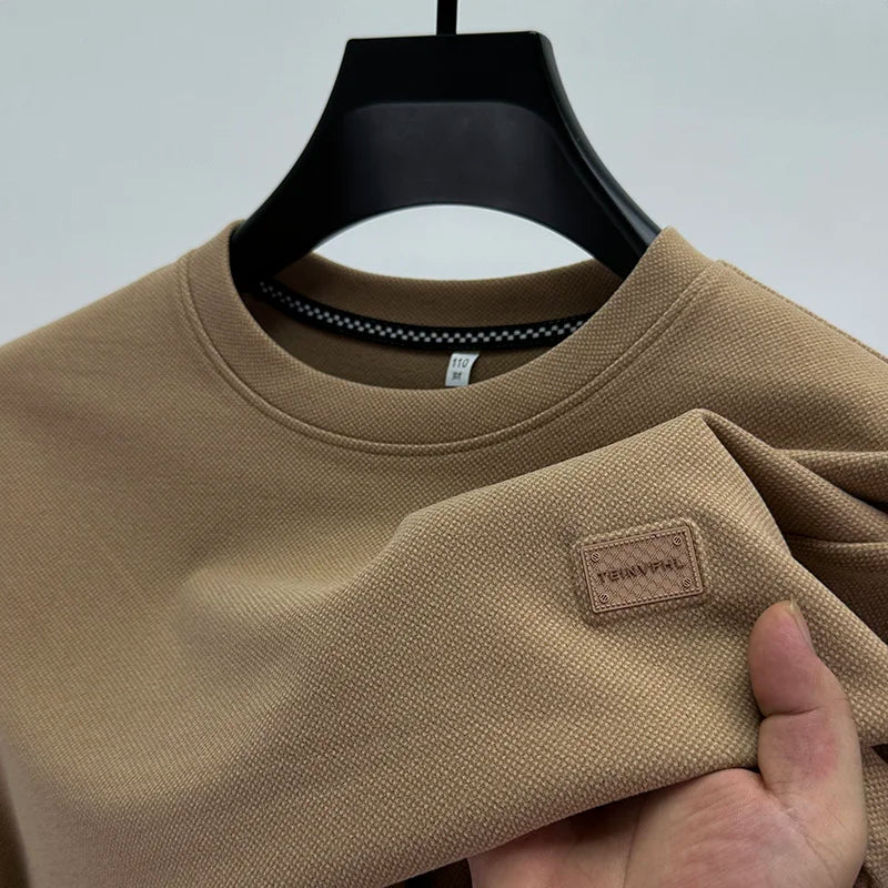 Men's round Ne Brued Long Sve T-irt Loose Faion  Color Sweatirt Inner Wear Top Brand Casual Urban Sle